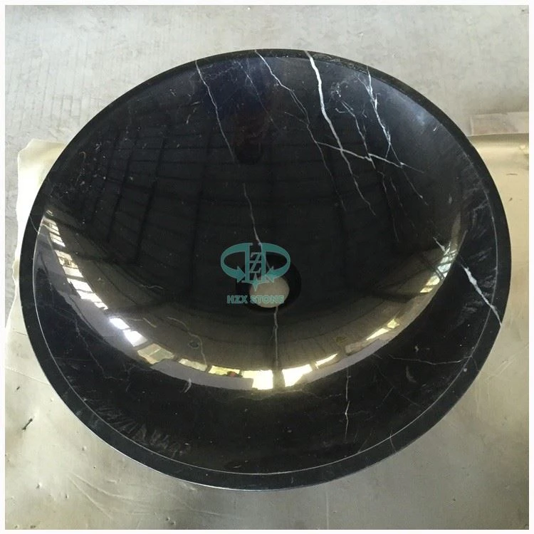 Nero Marquina Marble Round Sink